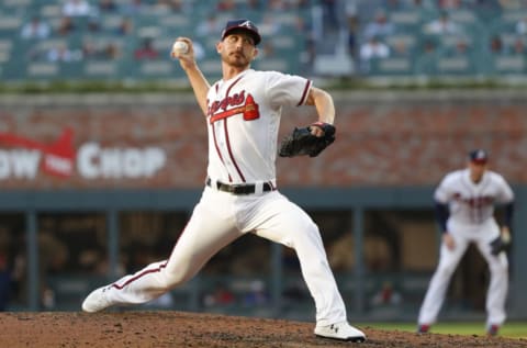 ATLANTA, GEORGIA – OCTOBER 09: Josh Tomlin #32 of the Atlanta Braves. (Photo by Kevin C. Cox/Getty Images)