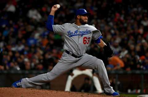 SAN FRANCISCO, CALIFORNIA – SEPTEMBER 27: Yimi Garcia #63 of the Los Angeles Dodgers. (Photo by Robert Reiners/Getty Images)