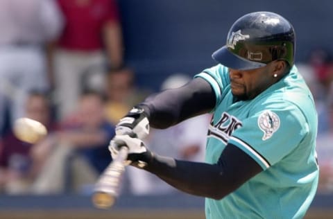 Florida Marlins left fielder Cliff Floyd. (Photo by TONY RANZE/AFP via Getty Images)