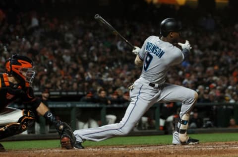 SAN FRANCISCO, CA – SEPTEMBER 14: Lewis Brinson #9 of the Miami Marlins. (Photo by Jason O. Watson/Getty Images)