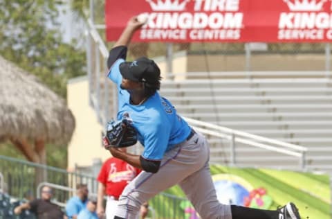 JUPITER, FL – FEBRUARY 26: Edward Cabrera #79 of the Miami Marlins. (Photo by Joel Auerbach/Getty Images)