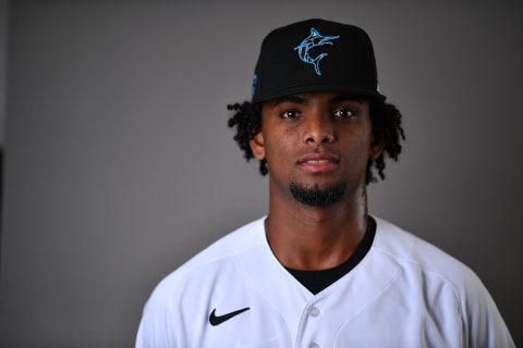 JUPITER, FLORIDA – FEBRUARY 19: Edward Cabrera #79 of the Miami Marlins poses for a photo during Photo Day at Roger Dean Chevrolet Stadium on February 19, 2020 in Jupiter, Florida. (Photo by Mark Brown/Getty Images)