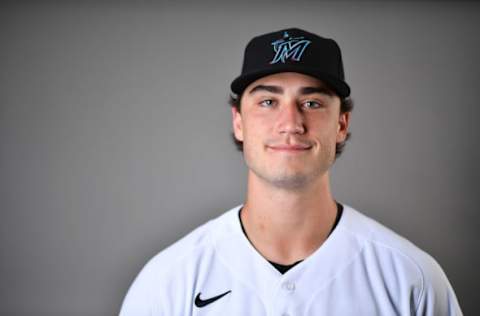 JUPITER, FLORIDA – FEBRUARY 19: Jordan Holloway #78 of the Miami Marlins poses for a photo during Photo Day at Roger Dean Chevrolet Stadium on February 19, 2020 in Jupiter, Florida. (Photo by Mark Brown/Getty Images)