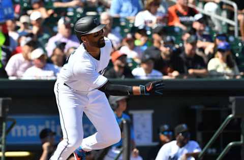 JUPITER, FLORIDA – FEBRUARY 23: Matt Kemp #27 of the Miami Marlins. (Photo by Mark Brown/Getty Images)