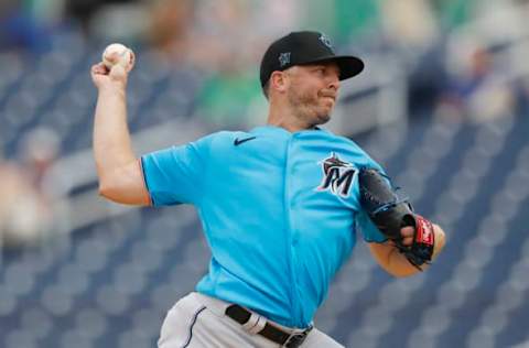 WEST PALM BEACH, FLORIDA – FEBRUARY 25: Brandon Kintzler #20 of the Miami Marlins. (Photo by Michael Reaves/Getty Images)