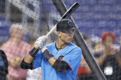 Miami Marlins shortstop Jose Salas (Photo by Michael Reaves/Getty Images)