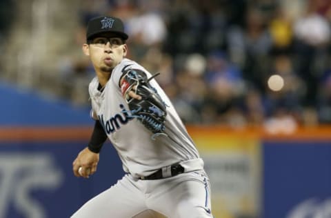 NEW YORK, NEW YORK – SEPTEMBER 25: (NEW YORK DAILIES OUT) Robert Dugger #64 of the Miami Marlins. (Photo by Jim McIsaac/Getty Images)