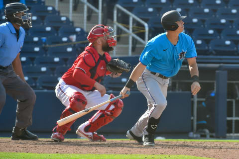 Miami Marlins outfielder Connor Scott (Photo by Eric Espada/Getty Images)