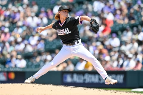 Miami Marlins starting pitcher Max Meyer (Photo by Dustin Bradford/Getty Images)