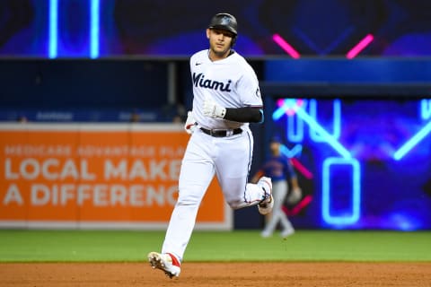 Miami Marlins catcher Alex Jackson (Photo by Eric Espada/Getty Images)