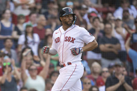 BOSTON, MA – MAY 21: Xander Bogaerts #2 of the Boston Red Sox scores the tying run during the fifth inning of a game against the Seattle Mariners on May 21, 2022 at Fenway Park in Boston, Massachusetts. (Photo by Billie Weiss/Boston Red Sox/Getty Images)