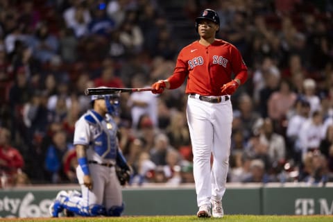 BOSTON, MA – SEPTEMBER 16: Rafael Devers #11 of the Boston Red Sox is walked during the eighth inning of a game against the Kansas City Royals on September 16, 2022 at Fenway Park in Boston, Massachusetts.(Photo by Billie Weiss/Boston Red Sox/Getty Images)