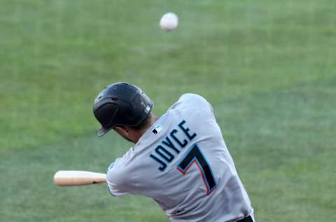 BUFFALO, NEW YORK – AUGUST 12: Matt Joyce #7 of the Miami Marlins. (Photo by Bryan M. Bennett/Getty Images)