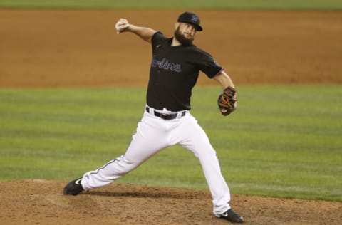 MIAMI, FLORIDA – AUGUST 14: Josh A. Smith #58 of the Miami Marlins. (Photo by Michael Reaves/Getty Images)