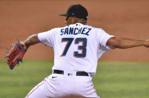 MIAMI, FLORIDA – SEPTEMBER 02: Sixto Sanchez #73 of the Miami Marlins delivers a pitch against the Toronto Blue Jays at Marlins Park on September 02, 2020 in Miami, Florida. (Photo by Mark Brown/Getty Images)