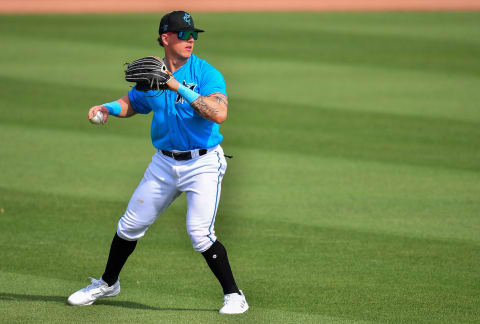 Miami Marlins outfielder Peyton Burdick (Photo by Mark Brown/Getty Images)