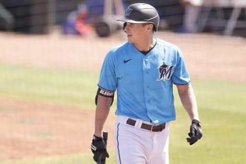 Outfielder JJ Bleday of the Miami Marlins (Photo by Michael Reaves/Getty Images)