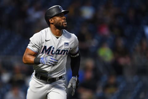 Outfielder Starling Marte of the Miami Marlins (Photo by Joe Sargent/Getty Images)