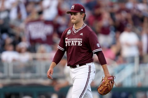 Pitcher Will Bednar of the Mississippi State Bulldogs (Photo by Sean M. Haffey/Getty Images)