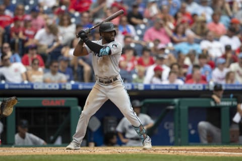 Outfielder Starling Marte of the Miami Marlins (Photo by Mitchell Leff/Getty Images)