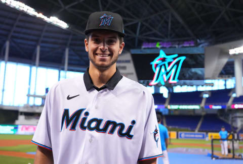 Miami Marlins catcher Joe Mack (Photo by Mark Brown/Getty Images)