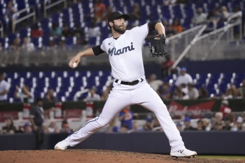 Miami Marlins relief pitcher Dylan Floro (Photo by Mark Brown/Getty Images)