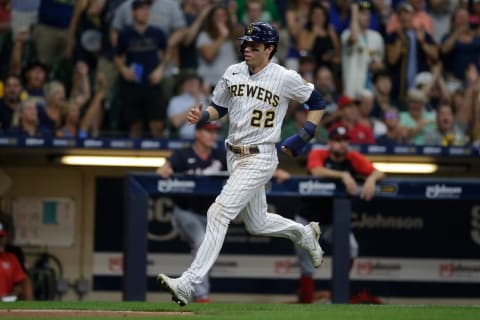 Milwaukee Brewers outfielder Christian Yelich (Photo by John Fisher/Getty Images)