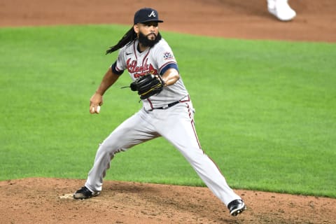 Atlanta Braves relief pitcher Richard Rodriguez (Photo by Mitchell Layton/Getty Images)