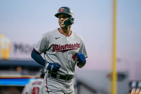 KANSAS CITY, MO – MAY 21: Carlos Correa #4 of the Minnesota Twins looks on against the Kansas City Royals on May 21, 2022 at Kauffman Stadium in Kansas City, Missouri. (Photo by Brace Hemmelgarn/Minnesota Twins/Getty Images)