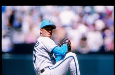 12 Apr 1993: Pitcher Chris Hammond of the Florida Marlins winds up for the pitch during a game against the San Francisco Giants. Mandatory Credit: Otto Greule /Allsport