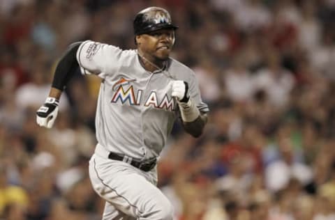 BOSTON, MA – JUNE 21: Hanley Ramirez #2 of the Miami Marlins runs out a hit during the third inning of the game against the Boston Red Sox at Fenway Park on June 21, 2012 in Boston, Massachusetts. (Photo by Winslow Townson/Getty Images)