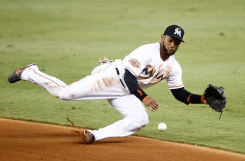 MIAMI, FL – JULY 28: Emilio Bonifacio #1 of the Miami Marlins. (Photo by Sarah Glenn/Getty Images)