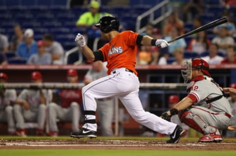 MIAMI, FL – APRIL 14: Chris Coghlan #8 of the Miami Marlins. (Photo by Marc Serota/Getty Images)