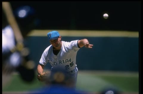 17 Jun 1996: Pitcher Al Leiter of the Florida Marlins throws the ball during a game against the San Francisco Giants at 3Com Park in San Francisco, California. The Giants won the game, 1-0. Mandatory Credit: Otto Greule /Allsport