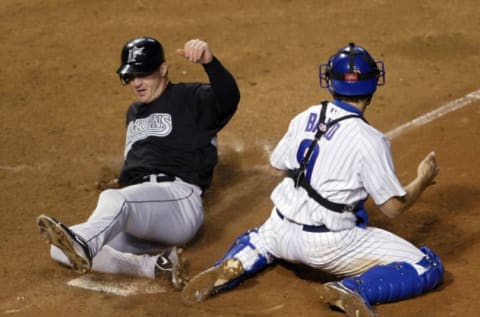 CHICAGO – OCTOBER 14: Todd Hollandsworth #14 of the Florida Marlins. (Photo by Elsa/Getty Images)