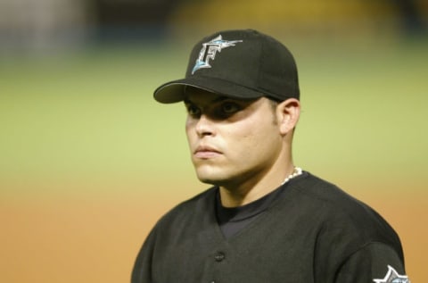 MIAMI – OCTOBER 10: Ivan Rodriguez #7 of the Florida Marlins. (Photo by Brian Bahr/Getty Images)