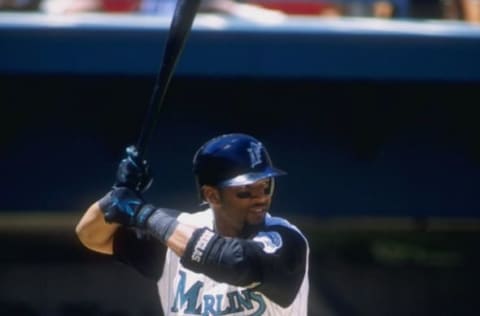 26 Apr 1998: Outfielder Gary Sheffield of the Florida Marlins in action during a game against the Arizona Diamondbacks at the Pro Player Stadium in Miami, Florida. The Marlins defeated the Diamondbacks 12-6. Mandatory Credit: Scott Halleran /Allsport