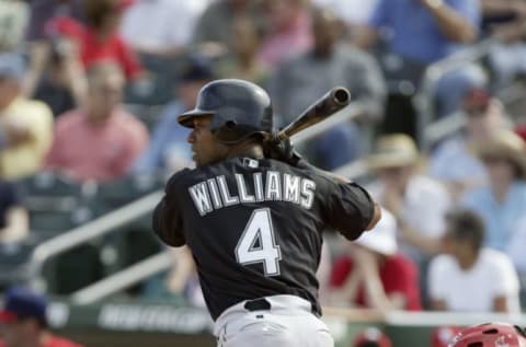 JUPITER, FL – MARCH 12: Outfielder Gerald Williams #4 of the Florida Marlins. (Photo by Ezra Shaw/Getty Images)