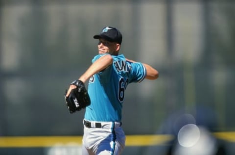 4 Mar 1999: Pitcher A.J. Burnett #68 of the Florida Marlins. Mandatory Credit: Jamie Squire /Allsport