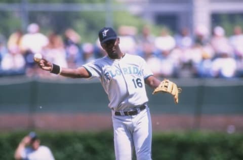 2 Jun 1998: Edgar Renteria #16 of the Florida Marlins in action during a game against the Chicago Cubs at Wrigley Field in Chicago, Illinois. The Cubs defeated the Marlins 2-1.