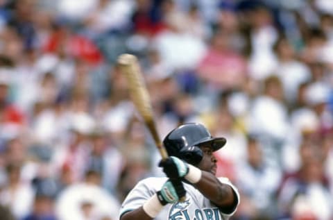 CHICAGO, IL – CIRCA 1995: Jerry Browne #14 of the Florida Marlins. (Photo by Focus on Sport/Getty Images)