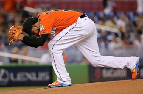 MIAMI, FL – MAY 17: Henderson Alvarez #37 of the Miami Marlins. (Photo by Mike Ehrmann/Getty Images)