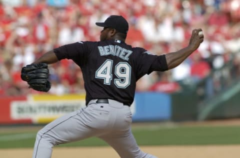 ST. LOUIS – MAY 16: Pitcher Armando Benitez of the Florida Marlins. (Photo by John Williamson/MLB Photos via Getty Images)