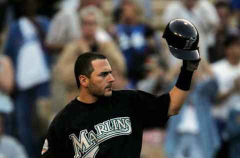 Catcher Paul Lo Duca #14 of the Florida Marlins. (Photo by Stephen Dunn/Getty Images)