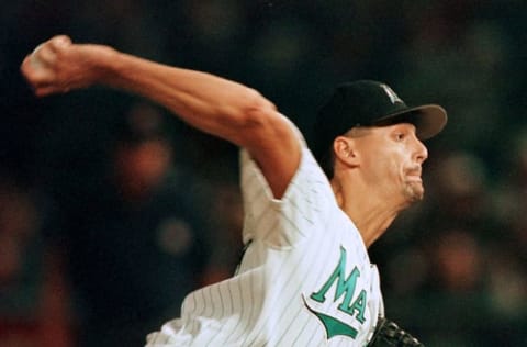 MIAMI, : Florida Marlins pitcher Kevin Brown. AFP PHOTO/Jeff HAYNES