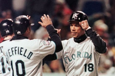 CLEVELAND, : Florida Marlins Moises Alou. AFP PHOTO/JEFF HAYNES