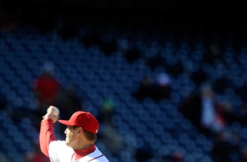 WASHINGTON, DC – APRIL 10: Jonathan Papelbon #58 of the Washington Nationals pitches in the ninth inning against the Miami Marlins at Nationals Park on April 10, 2016 in Washington, DC. Washington won the game 4-2. (Photo by Greg Fiume/Getty Images)