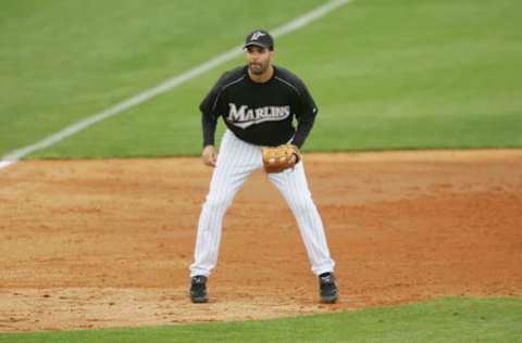 JUPITER, FL – MARCH 3 : Infielder Mike Lowell #19 of the Florida Marlins. (Photo by Elsa/Getty Images)