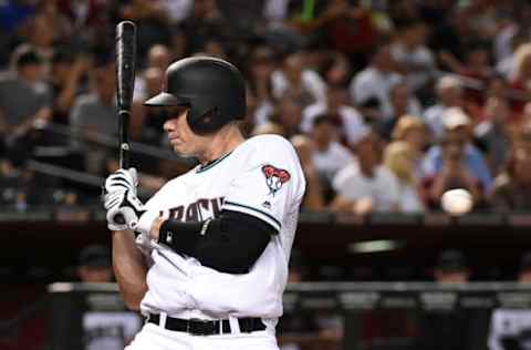 PHOENIX, AZ – JUNE 28: Peter O’Brien #14 of the Arizona Diamondbacks gets out of the way of an inside pitch during the second inning against the Philadelphia Phillies at Chase Field on June 28, 2016 in Phoenix, Arizona. (Photo by Norm Hall/Getty Images)