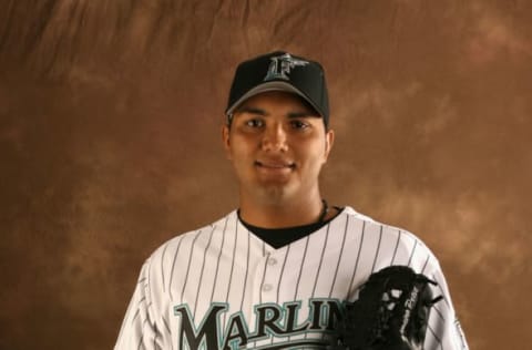 JUPITER, FL – FEBRUARY 25: Pitcher Yusmeiro Petit #45 of the Florida Marlins poses for a portrait during Photo Day on February 25, 2006 at Roger Dean Stadium in Jupiter, Florida. (Photo by Victor Baldizon/Getty Images)